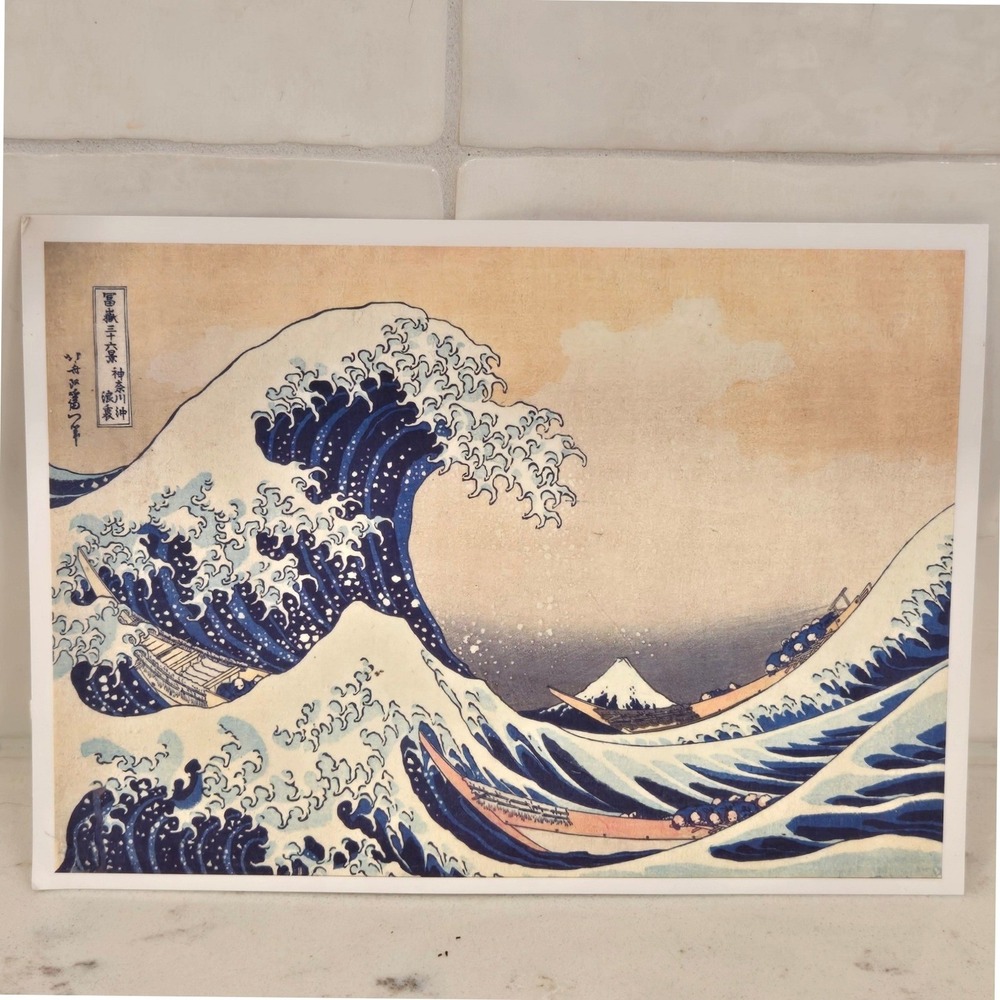 Hokusai The Great Wave off Kanagawa Art Print Postcard 5x7 Blue Japanese Decor